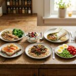 Plate of simple nutritious meal prepared for a quick 10-minute recipe
